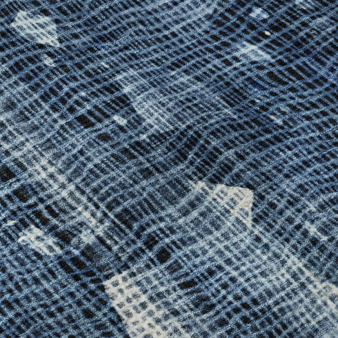 5' X 8' Blue And Ivory Abstract Washable Area Rug With UV Protection