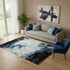 5' X 8' Blue And Ivory Abstract Washable Area Rug With UV Protection