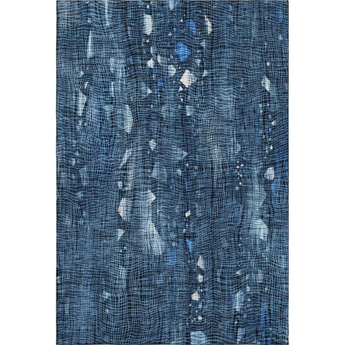 8' X 10' Blue And Ivory Abstract Washable Area Rug With UV Protection