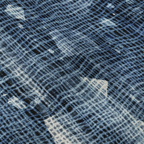 8' X 10' Blue And Ivory Abstract Washable Area Rug With UV Protection