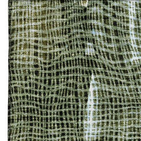 8' X 10' Fern Green And Blue Abstract Washable Area Rug With UV Protection