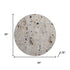 8' Linen And Beige Abstract Washable Round Rug With UV Protection