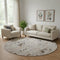 8' Linen And Beige Abstract Washable Round Rug With UV Protection