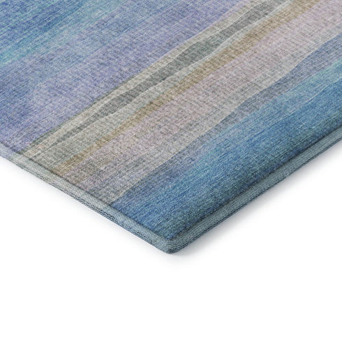 8' X 10' Aqua And Lavender Striped Washable Area Rug With UV Protection