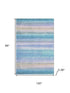 8' X 10' Aqua And Lavender Striped Washable Area Rug With UV Protection