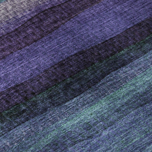5' X 8' Blue And Purple Striped Washable Area Rug With UV Protection