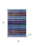 5' X 8' Blue And Purple Striped Washable Area Rug With UV Protection
