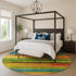 8' Green And Teal Striped Washable Round Rug With UV Protection