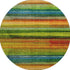 8' Green And Teal Striped Washable Round Rug With UV Protection
