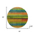 8' Green And Teal Striped Washable Round Rug With UV Protection