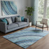 5' X 8' Blue And Ivory Abstract Washable Area Rug With UV Protection