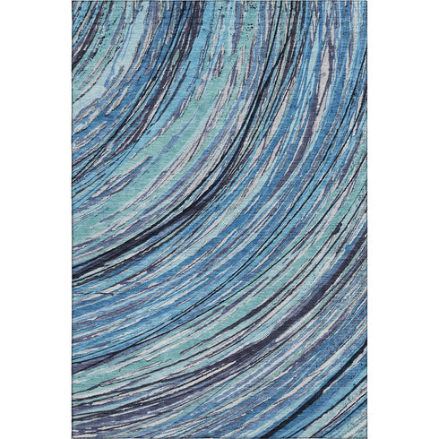8' X 10' Blue And Ivory Abstract Washable Area Rug With UV Protection