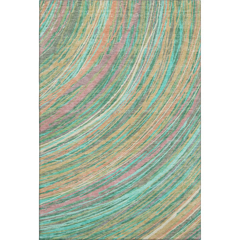 8' X 10' Teal And Pink Abstract Washable Area Rug With UV Protection