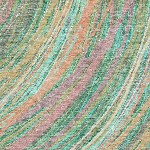 8' X 10' Teal And Pink Abstract Washable Area Rug With UV Protection
