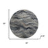 8' Gray And Silver Abstract Washable Round Rug With UV Protection