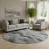8' Gray And Silver Abstract Washable Round Rug With UV Protection