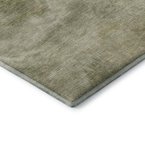 8' Sage And Beige Abstract Washable Round Rug With UV Protection