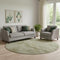 8' Sage And Beige Abstract Washable Round Rug With UV Protection