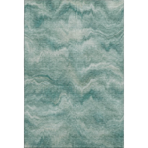 8' X 10' Teal And Ivory Abstract Washable Area Rug With UV Protection
