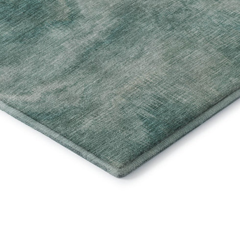8' X 10' Teal And Ivory Abstract Washable Area Rug With UV Protection