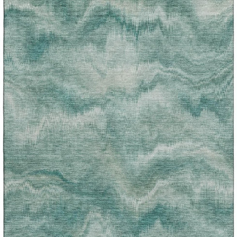 8' X 10' Teal And Ivory Abstract Washable Area Rug With UV Protection