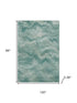 8' X 10' Teal And Ivory Abstract Washable Area Rug With UV Protection