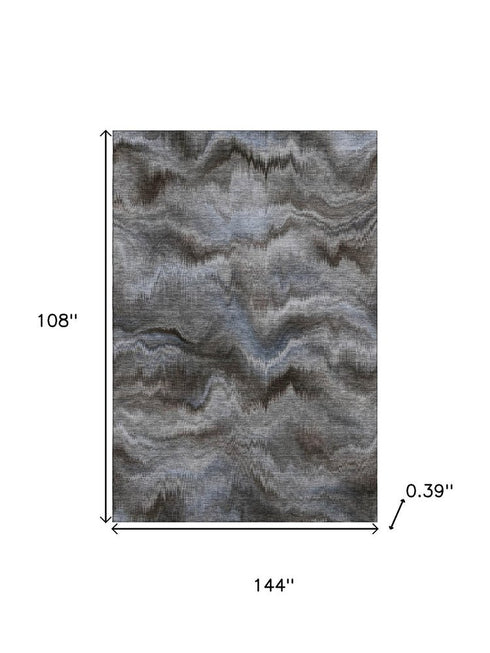 9' X 12' Taupe And Gray Abstract Washable Area Rug With UV Protection