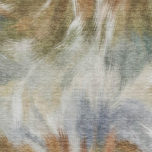 8' X 10' Beige And Copper Abstract Washable Area Rug With UV Protection