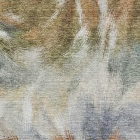 9' X 12' Beige And Copper Abstract Washable Area Rug With UV Protection