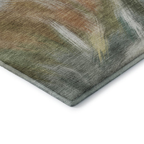 9' X 12' Beige And Copper Abstract Washable Area Rug With UV Protection