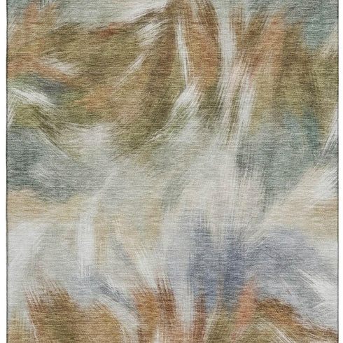 9' X 12' Beige And Copper Abstract Washable Area Rug With UV Protection