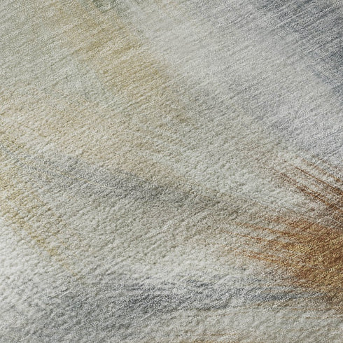 9' X 12' Beige And Copper Abstract Washable Area Rug With UV Protection