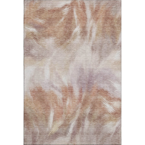 9' X 12' Copper And Ivory Abstract Washable Area Rug With UV Protection