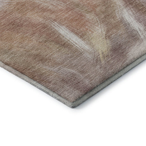 9' X 12' Copper And Ivory Abstract Washable Area Rug With UV Protection