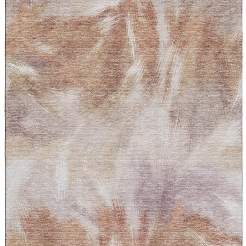 9' X 12' Copper And Ivory Abstract Washable Area Rug With UV Protection