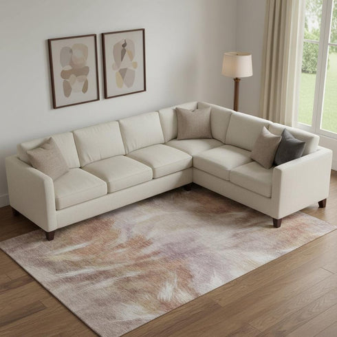 9' X 12' Copper And Ivory Abstract Washable Area Rug With UV Protection