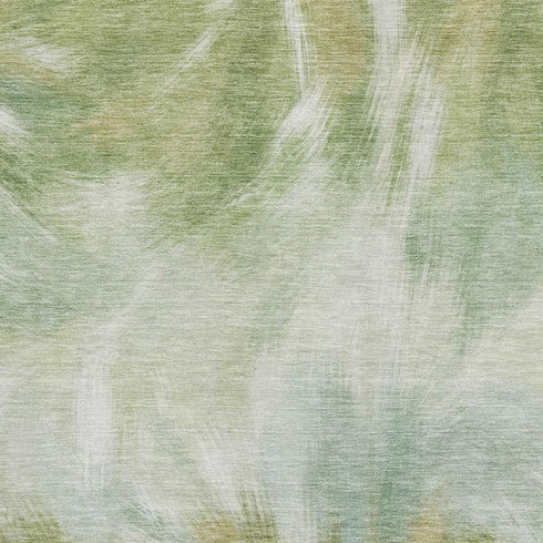 5' X 8' Green And Ivory Abstract Washable Area Rug With UV Protection