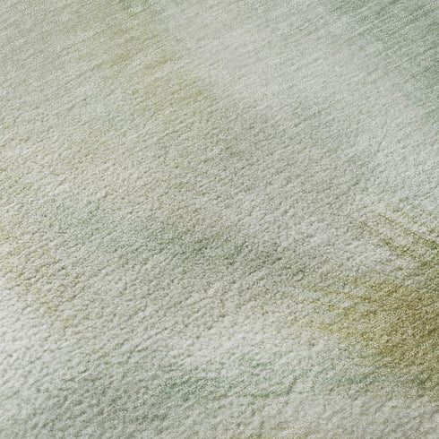8' Green And Ivory Abstract Washable Round Rug With UV Protection