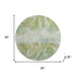 8' Green And Ivory Abstract Washable Round Rug With UV Protection