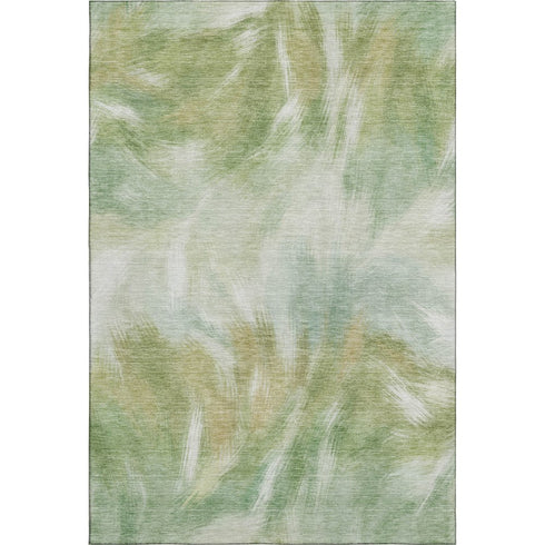 8' X 10' Green And Ivory Abstract Washable Area Rug With UV Protection