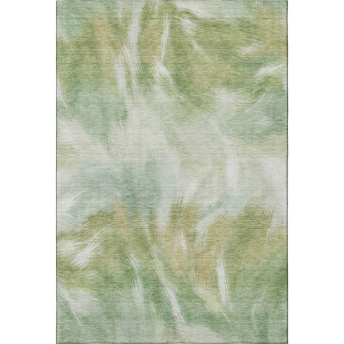 8' X 10' Green And Ivory Abstract Washable Area Rug With UV Protection