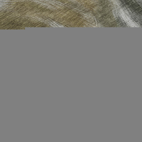8' Pewter And Gold Abstract Washable Round Rug With UV Protection