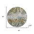 8' Pewter And Gold Abstract Washable Round Rug With UV Protection
