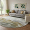8' Pewter And Gold Abstract Washable Round Rug With UV Protection
