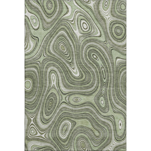 5' X 8' Sage And Ivory Geometric Washable Area Rug With UV Protection