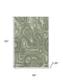 5' X 8' Sage And Ivory Geometric Washable Area Rug With UV Protection