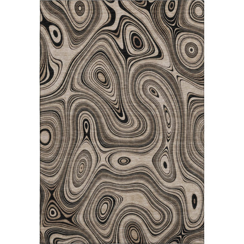 8' X 10' Beige And Charcoal Geometric Washable Area Rug With UV Protection
