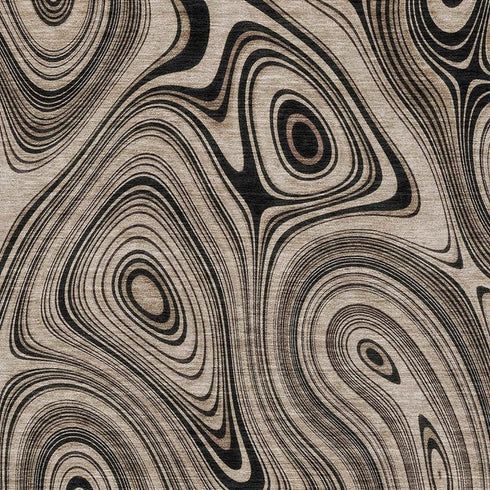 8' X 10' Beige And Charcoal Geometric Washable Area Rug With UV Protection