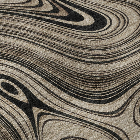 8' X 10' Beige And Charcoal Geometric Washable Area Rug With UV Protection