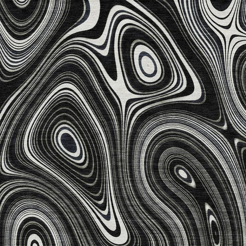 5' X 8' Black And Ivory Geometric Washable Area Rug With UV Protection